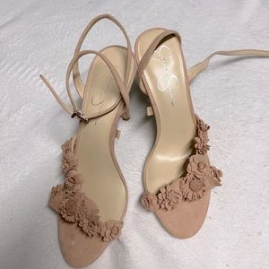 Jessica Simpson Blush Ankle Strap Heels Handmade Flowers
Stiletto Sandals